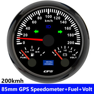 RYSJM | 85mm 3 IN 1 Gauge 120kmh 200km/H GPS Speedometer+Fuel Level Meter+Voltmeter VOLT Speed Meter For 12V 24V Car Marine Boat Truck
