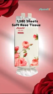 Pull Down Tissue Munafie Rose Scent Facial Tissue Paper 1580 Sheets/ Pack 4 Ply Large Size Soft & Smooth Keimav