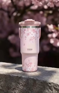 TYESO Floral In-Bloom Roamer Tumbler Stainless Steel Dual Sip Temperature Retention (900ml) TS-01024