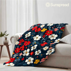 Beast Kingdom | Dark Base Colorful Daisy Soft Warm Flannel Blanket Lightweight Cozy Christmas Halloween Home Decor Room