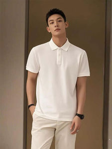 Áo Thun Nam Tay Ngắn Màu Trắng Phong Cách Anh Cạp Cao Mùa Hè Cao Cấp Thời Trang Mỹ Tay Lửng Dày Nửa Tay Áo Polo Nam