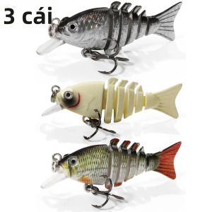 Mồi Câu Giả GOBAIT Mini Sunfish Đa Khớp 5cm 2.4g Mồi Cứng Chìm Chậm Có Móc Ba Ngạnh Dành Cho Cá Bass Cá Chép - Bộ Mồi Bơi 1-6 Cái