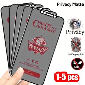 1-5Pcs Matte Ceramic Privacy Film For iPhone 17 Pro Max 16 15 11 14 Plus 12 13 8 7 Plus SE XR X XS Anti Spy Screen Protector