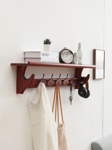 Hallway Simple Coat Rack Wall Hanging Wall Clothes Hanging Rack Creative Bedroom Entry Door Clothes Rack Solid Wood Storage Rack