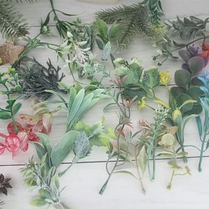 Lá giả trang trí hộp quà cây thuỷ sinh giả dương xỉ decor bể cá cây cỏ làm đồ handmade bó hoa gắn tường cây