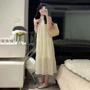 CAOZIMUYI | Đầm Maxi Elegance Phong Cách Pháp Không Tay Cổ Tròn