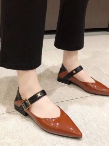 French Style Soft Leather Pointed Toe Flat Heel Patent Leather Slip-On Womens Fashion Single Shoes Spring Autumn Retro Mini Boots