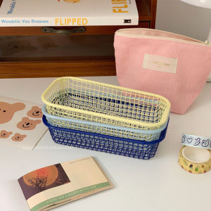 Macaron Colored Desktop Organizer Box Office Supplies Stationery Sorting Basket Student Dormitory Iron Material Rectangular Shape