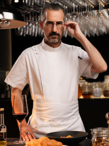 High-End Mens Chef Uniform Short Sleeve White Baking Pastries Chinese Style Creative Hotel Kitchen Workwear Cotton Blend Fabric