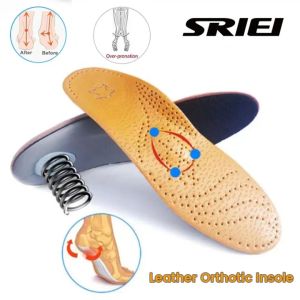 SRIEI 1 Pair Orthotic Insoles Arch Support Insoles Leather Orthotic Insoles Flat Foot Orthopedic Heel Cups Foot Cushion Pads for Women Men