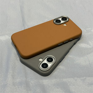 Simple Leather Phone Case for iPhone 16 pro Max Full Cover Anti-Fall Protection High End Leather Fashionable Design Business Style