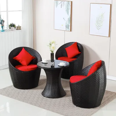 Rattan Armchair Set Balcony Tea Table and Chairs