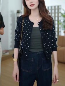 QIANSHUIYIYUN | Quần Áo Len Đan Chấm Bi Ôm Body Dài Tay Cho Nữ