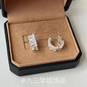 Silver Lace Trim Pearl Ear Cuffs Elegant French Ballet Style Fashion Jewelry Lightweight Precise Ear Rings for Women