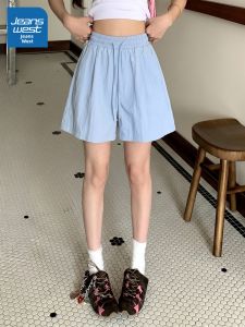 Jeanswest | Quần Short Nữ Mùa Hè Xanh Lam Dáng Rộng Phong Cách Casual