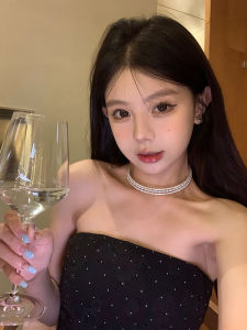 Peach Tea Starry Sky Three-Layer Pearl Choker Necklace: A Women's Evening Dress Accessory