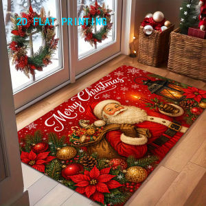 Merry Christmas Doormat Santa Claus Non-Slip Entryway Mat Festive Home Party Decor Holiday Porch Welcome Rug Floor Mat