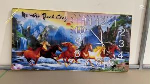 Tranh đồng hồ tráng gương 5D" Mã đáo thành công"- M30 đồng hồ Decor trang trí nhà cửa làm quà biếu tặng.