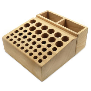 QJH Handwork Tools Holder Box 46/98 Holes Organizer Wooden Rack for Leather Craft Punches Stand Carving tools Drill Bits Storage