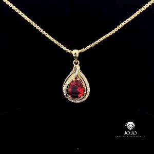 M1630 Mặt và Dây chuyền hình giọt nước đá màu phong thủy chạm khắc tinh tế JOJO