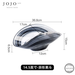 Lead-Free Handmade Japanese Style Salad Bowl Creative Ink Wash Fruit Tray Glass Decorative Dish for Home Decoration