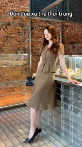 [Voucher 15% MOV 199K cap 100K Áo kiểu nữ HeraDG thiết kế vai suông xếp ly nữ tính thanh lịch chât liệu recycle STBC3012A