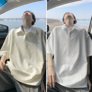 Mark Fairwhale | Wheat Ear Pattern Design Mens Polo Shirt Summer Loose Short Sleeve