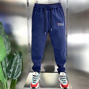 Spring Autumn Mens Sport Pants Loose Fit Elastic Casual Trousers Trendy Brand Versatile Cuffed Long Pants Youth Active Style
