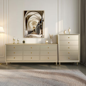 Luxurious Minimalist Solid Wood Five-Drawer Cabinet for Bedroom And Living Room Storage against Wall Versatile Furniture