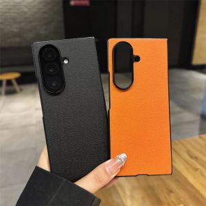 หนังเนื้อแมทลิ้นจี่รูปแบบกันชนสำหรับซัมซุงกาแล็กซี่ Z พับ 7 6 5 4 5G พับ 7 พับ 6 พับ 5 ฝาครอบป้องกัน