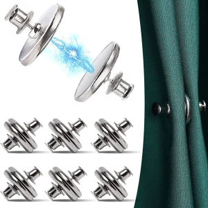 1Pair Magnetic Curtain Button Nail Free Detachable Window Curtain Close Magnet Buckle Adjustment Curtain Clip Room Accessories