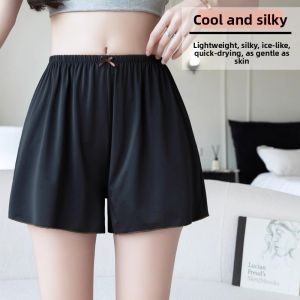 MiiOW | Cat Woman Summer Ice Silk Shorts Womens Loose Comfortable Breathable Home Pants Mid Waist Simple Style Youth Casual Home Wear