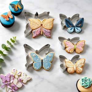 5PCS Butterfly Cookie Cutter Set Food Grade Stainless Steel Smooth Reusable Easy Clean Molds for Fondant Pastry Cake Home Baking