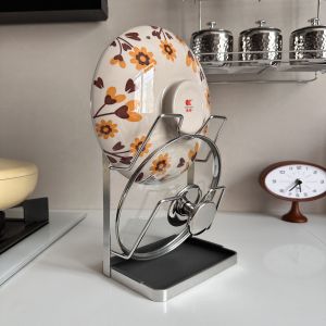Boshang Home 304 Stainless Steel Pot Lid Holder Kitchen Countertop Storage Rack for Cutting Boards And Organizer