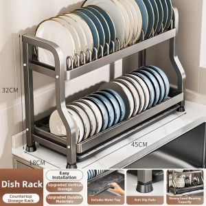 B&W | Kitchen Countertop Slim Multifunctional Dish Drying Rack