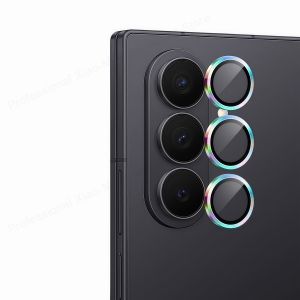 New Camera Metal Ring Protector For Samsung Galaxy Z Fold Filp 8 Ultra WIDE 7 6 5 Back Camera 9H HD Tempered Glass Film Lens Cap