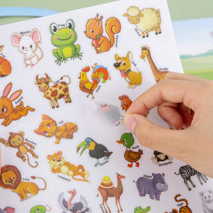 Nhãn Dán Tĩnh Điện Động Vật Nước Dính Tiếng Anh Khủng Long Côn Trùng Lễ Hội Trẻ Em Cảnh Vật Sách Nhãn Dán Giáo Dục Sớm