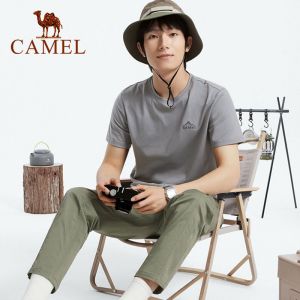 Cameljeans เสื้อยืดแขนสั้นผู้ชาย เสื้อลำลองครึ่งแขนสามป้องกัน เสื้อยืดผ้าฝ้ายคอกลมใหม่ฤดูร้อน