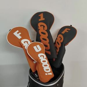 Golf Wood Head Cover PU GOOD Pattern Driver Fairway Hybrid Waterproof Durable Orange Golf Supplies Golf Head Cover Protector