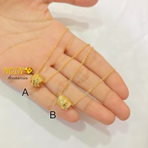 Kalung Lapis Emas dengan Liontin Mata untuk Wanita Dewasa Aksesoris Xuping