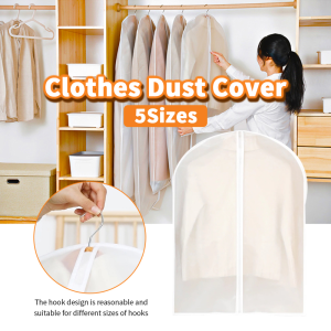 [✅SG Ready Stock] Garment Bags Clothing Dust Cover Bag 5PCS Well-Sealed Moth Proof Clothes Protector With Zipper Transparent Moisture-Proof Anti-Dust Storage Bag Hanging Dresses Coats Jackets Suit