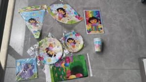 Bộ Đồ Dùng Trang Trí Sinh Nhật Hoạt Hình Doraemon Cho Bé Gái - Đĩa Giấy Cốc Khăn Ăn Mũ Bóng Bay & Phông Nền Hình Khỉ Cho Tiệc Trẻ Em
