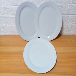 SET FOR 3 PIECES CERAMIC OVAL PLATER SIZE 13INCHES X 8INCHES