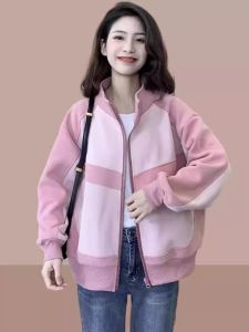 Lightweight Casual Baseball Jacket Womens Sweatshirt Outerwear Spring Autumn New Style plus Size Loose Fit Fashionable Ladies Coat