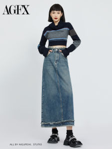 Retro Blue Denim Skirt Womens Mid-Length High-Waist A-Line Mini Skirt Spring Summer New Style Scottish Prairie Love Story