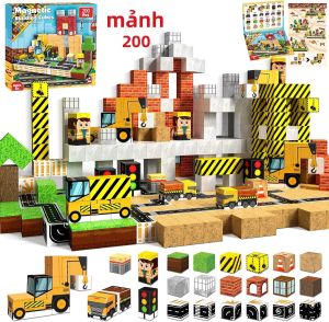 Bộ Đồ Chơi Xếp Hình Từ Tính 200 Chi Tiết STEM Montessori Đồ Chơi Cảm Giác 100 Khối Lập Phương Nam Châm Đồ Chơi Xây Dựng Xếp Chồng Cho Trẻ Em 4-12 Tuổi