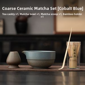 Glaze-changing Ceramic Tea Bowl with Spout Set Matcha Whisk
