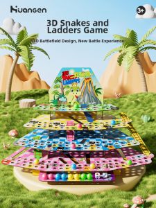 HUANGEN | 3D Educational Snake and Ladders Flying Chess Game for Boys Girls Family Interaction