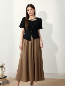 Sweet And Spicy plus Size Summer Outfit Set with Chiffon Half Skirt for Pear Shaped Women Fashionable Slimming Womens Clothing