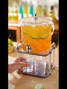 5L Cold Water Kettle with Stand Large Capacity Drink Dispenser Juice Dispenser with Faucet Fruit Tea Bucket Beverage Bucket for Home Restaurant Office Party